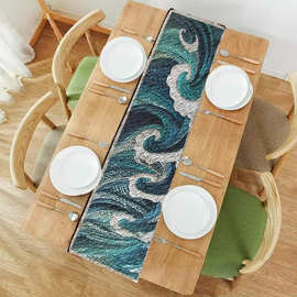 跨境欧美圣诞派对绗缝桌面布置餐布装饰布艺桌旗餐垫一件来图定制