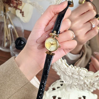气质黑金西太后款小巧气质黑金轻薄圆表女士手表轻奢高级感防水石