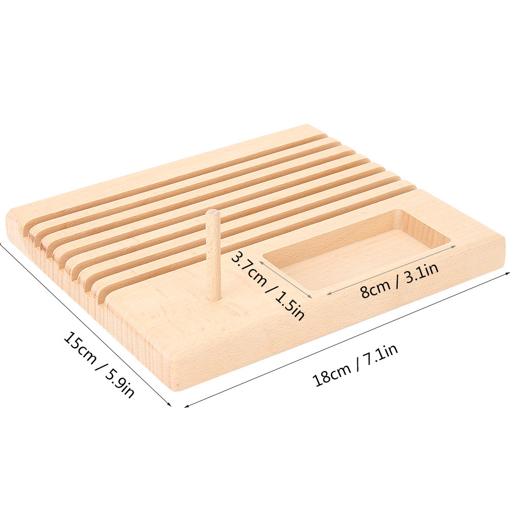 Marco de acabado de regla, marco de alambre de haya, regla de patchwork de madera, marco de carrete de herramientas de bricolaje integrado de almacenamiento