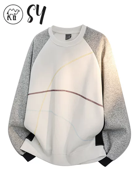 Hassu Line Women's Sweatshirt 2026 New Autumn Style for Petite Women, Casual Loose Fit, Korean Style, Round Neck, Drop Shoulder, Hoodless Top