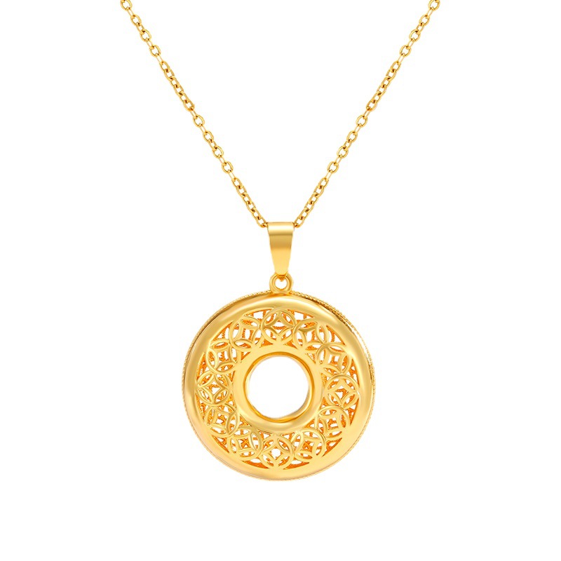 Xuping Jewelry Nuevo estilo chino Ping An Hebilla Fuzi Colgante Moda Retro Exquisito Patrón Donut Colgante
