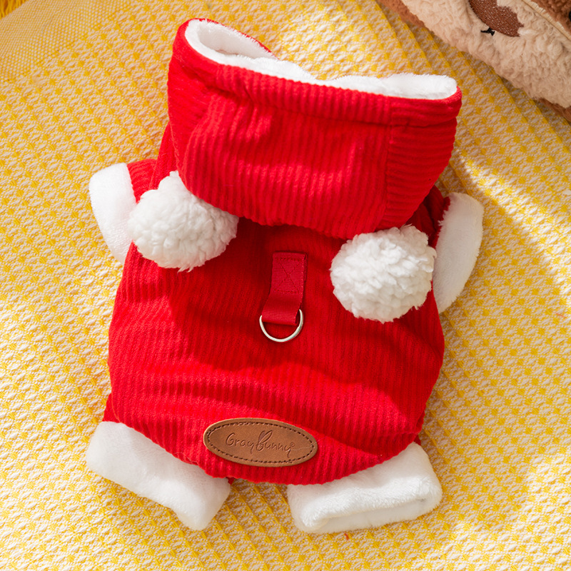 Perro de otoño e invierno, bolsillo de algodón acolchado cálido grueso, chaqueta acolchada de algodón de cuatro patas, gato Teddy Bichon, ropa para perros