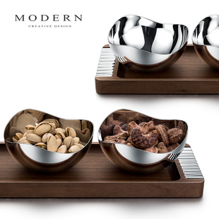 MODERN Light Luxury Walnut Dry Fruit Tray Household Coffee Table Food Bowl Creative Nut Tray Fruit Tray Tea Tray