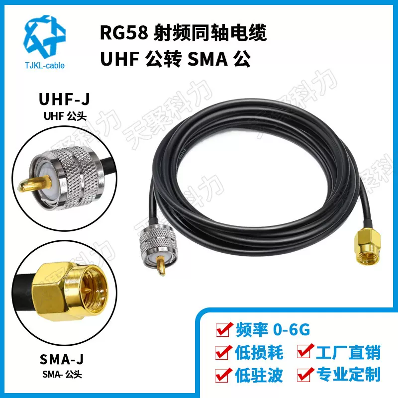 RG58射频同轴电缆SMA公转UHF公线长5米