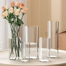 透明亚克力直筒花瓶轻奢醒花桶深水富贵竹现代客厅摆件插花桶醒花