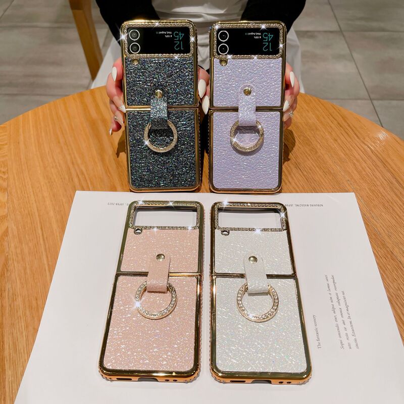 Suitable for Samsung Galaxy Z Flip 7 Ring Electroplating Oppo Foldable Flip 643 Phone Case Protection