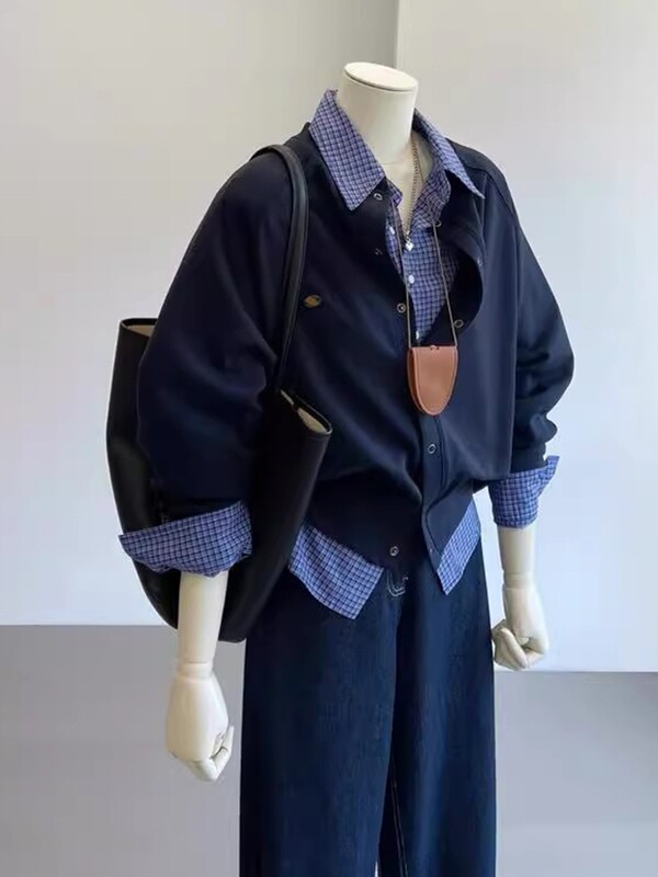 早秋叠穿薄款棒球服外套女设计感超好看圆领开衫休闲宽松按扣卫衣|undefined