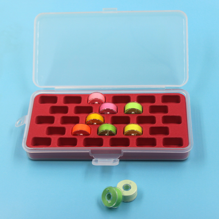 Máquina DE COSER herramienta de la bobina caja de almacenamiento de plástico 28 rejilla caja de bobina engrosada con esponja fija caja de bobina caja de costura