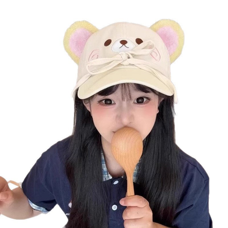 新款防晒可爱轻松熊棒球帽女大头围显脸小防晒帽子女遮阳鸭舌帽女|undefined