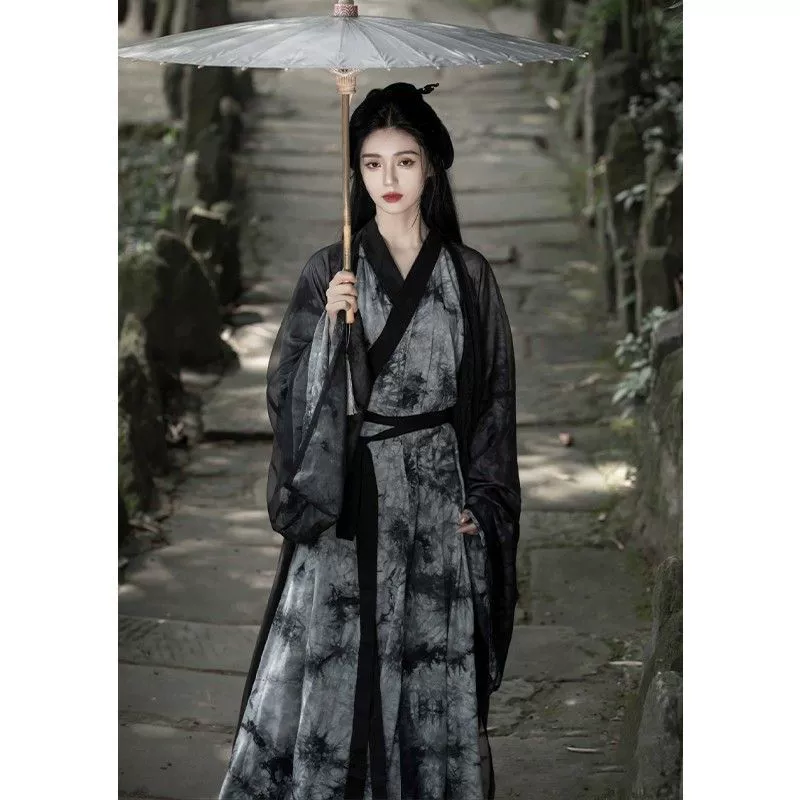 Black Hanfu for adults, spring set