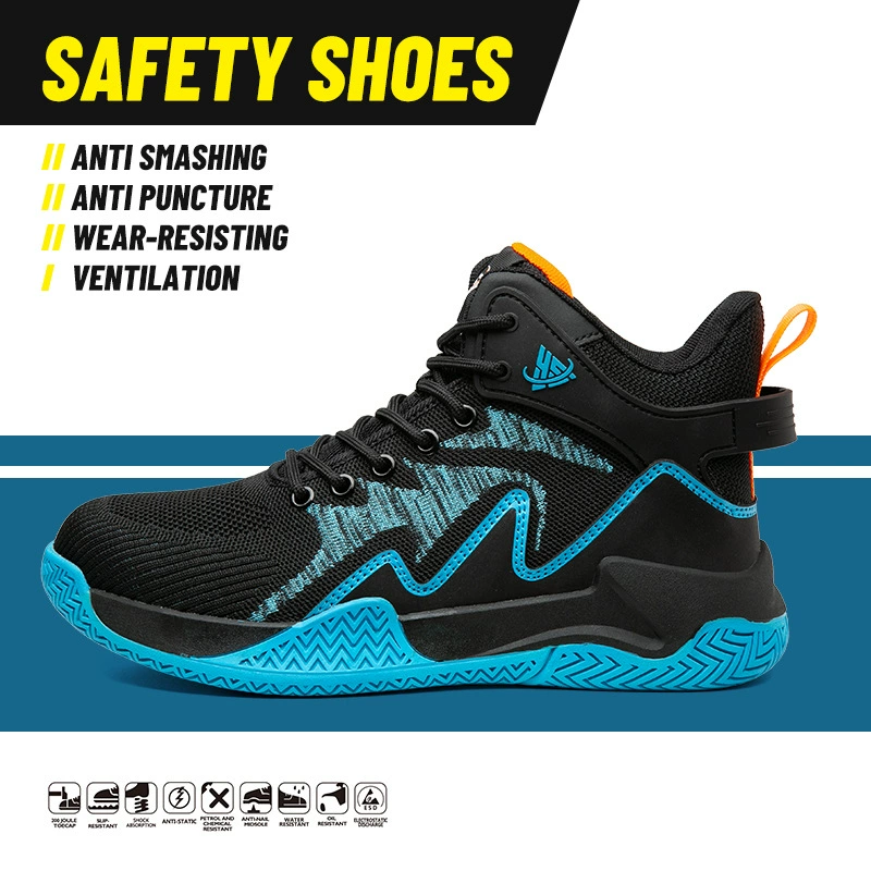 Трансграничная новая летающая тканая обувь для защиты труда дышащая и удобная баскетбольная обувь противоударная