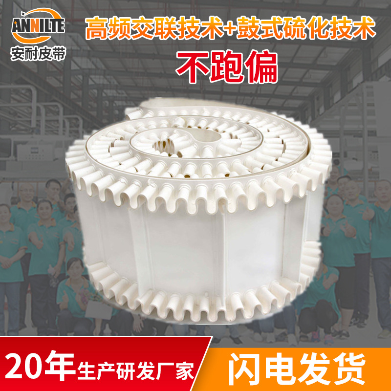 白色PVC裙边挡板食品级输送带 无缝环形传送带流水线工业皮带耐磨