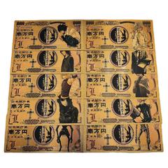Classic Japanese comics, Death Note commemorative banknotes, gold banknotes, plastic coins, plastic gold foil banknotes, live broadcast gift collection