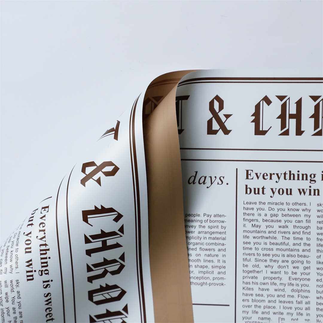 Nuevos productos de fábrica de fiesta de flores en inglés serie de papel de embalaje de flores bicolor florista paquete de flores de papel de embalaje de flores