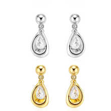 S925银针韩国气质水滴耳钉新款小众设计感时尚大气水晶耳饰现货
