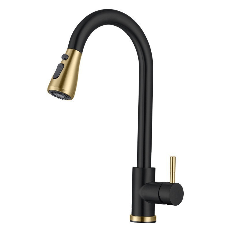 SUS304 Acero inoxidable cocina pull grifo inducción caliente y fría retráctil cepillado Oro Negro toque grifo