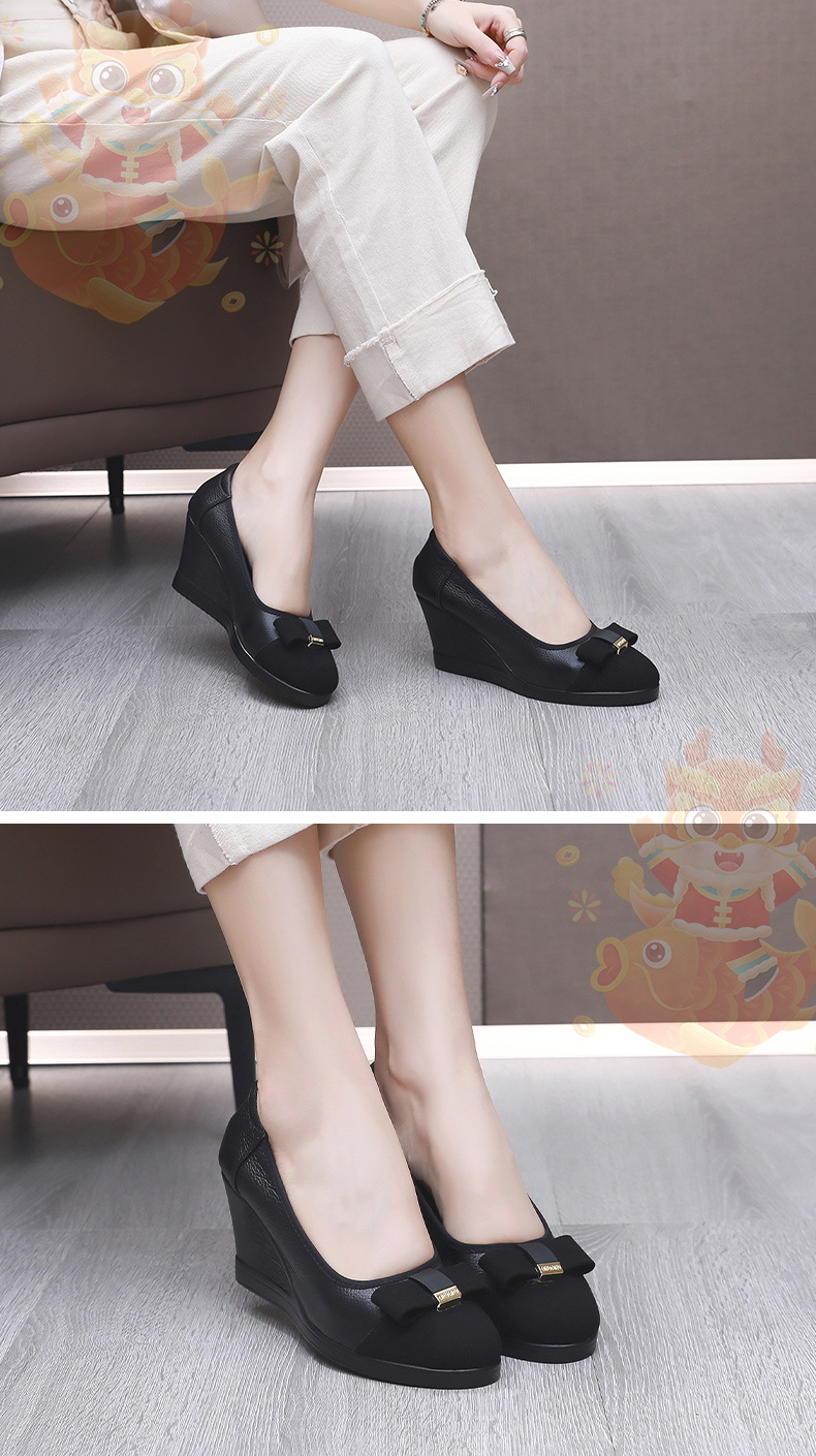 Nuove scarpe singole da donna con tacco alto a zeppa 7 cm colore abbinato taglia piccola 33 scarpe in pelle di mucca_voghion.com