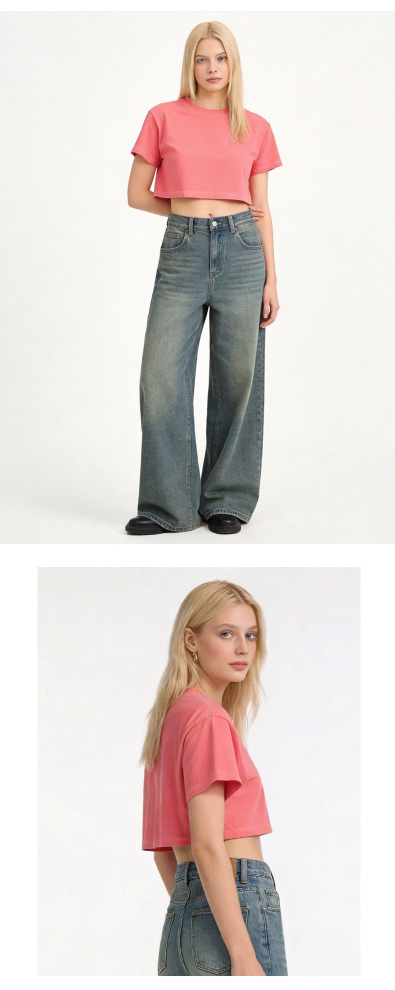 Summer Loose Round Neck Short T-shirt With Exposed Navel, Casual Solid Color Short Sleeved Shirt_ecoleips.com