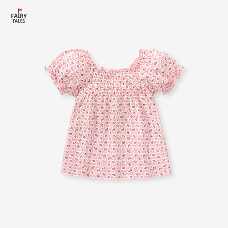 Fairy tales兒童T恤女童短袖夏裝短袖可愛夏季女孩衣服童裝短袖