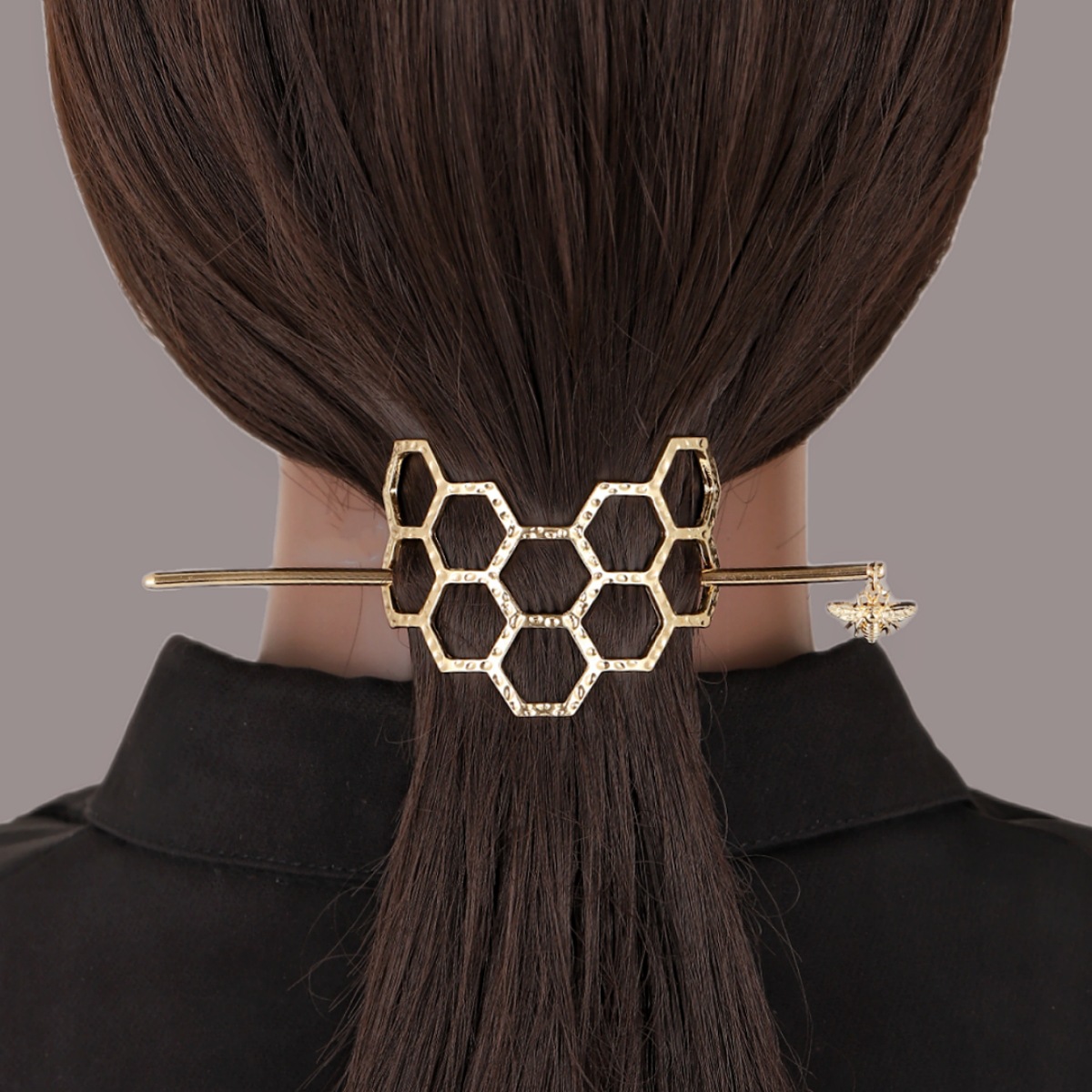 Malla de entropía de estilo coreano horquilla cóncava-convexa irregular agujero de panal aleación horquilla diaria updo malla de panal horquilla