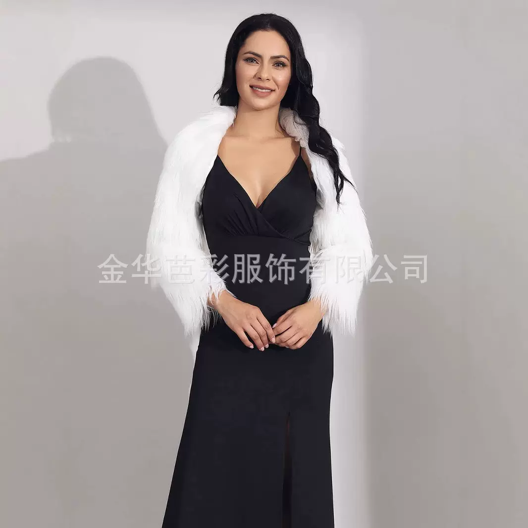 跨境欧美皮草外套纯色高级感披肩斗篷超短款毛毛皮草女狐狸毛外套