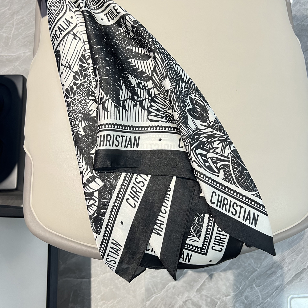 45g Weight Silk Scarf Classification Satin Material Summer Season Women'S Gender Women's Elegant Bird Satin Printing Scarves & Gloves 6