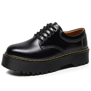 8053 Platform 5-hole Punk Martin Shoes Women's Low-top Genuine Leather British Round Toe Casual Student's Platform Bottom Short Boots