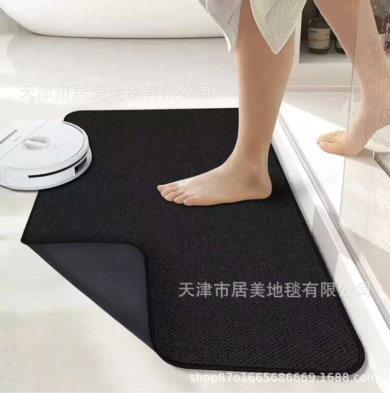 纯色简约吸水易打理耐脏耐磨亚麻硅藻泥卫生间玄关进门入口地垫|undefined