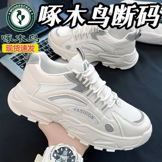 Woodpecker Mesh Breathable sneaker Men's 2025 Spring and Autumn Soft Bottom Trendy Torre Shoes Non-Slip Deodorant Running Shoes