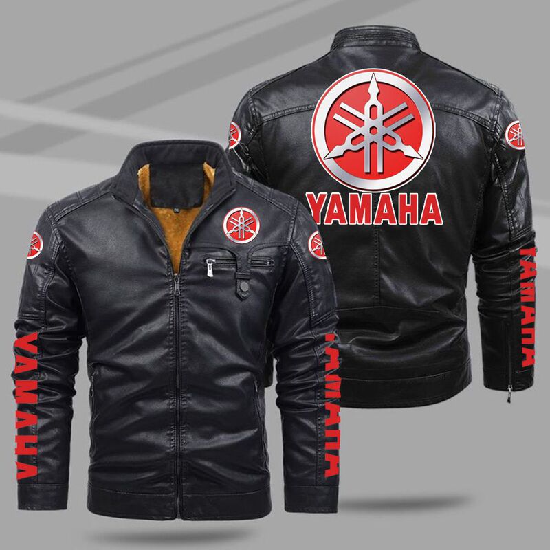 Cross-border foreign trade hot men's European size Yamaha motorcycle clothing autumn and winter fleece-lined leather sports jacket men's coat