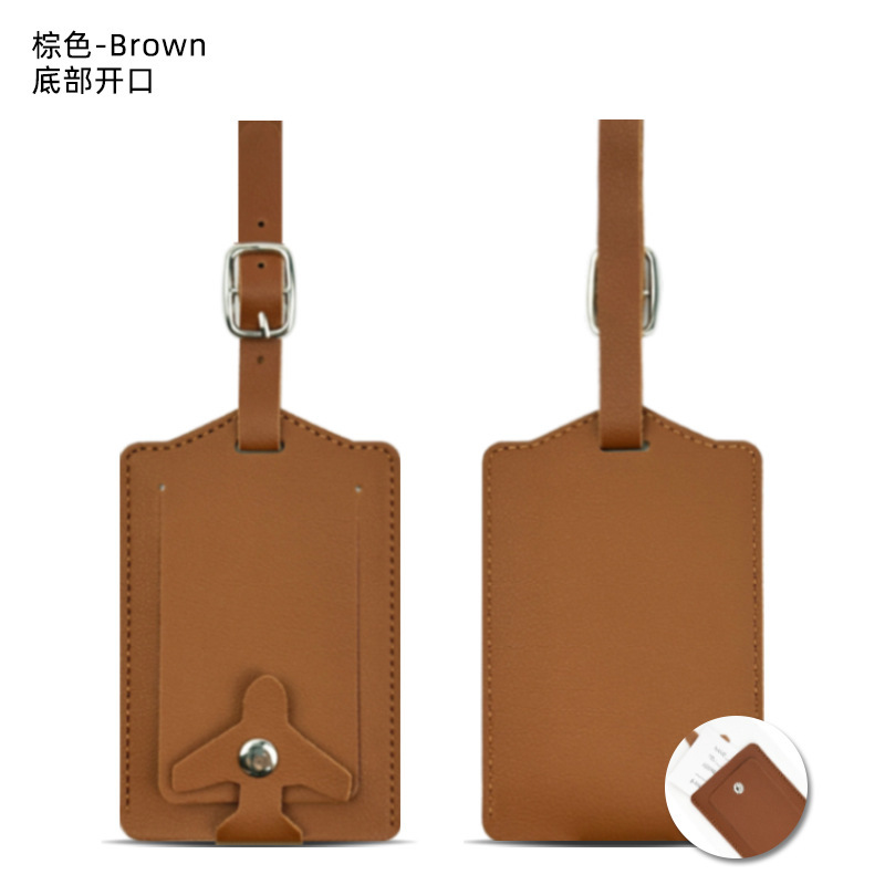スポット 4 ボタン厚みのある PU レザー荷物タグ紛失防止および情報漏洩防止紙カード付きレザーバードキュメントタグ卸売|undefined