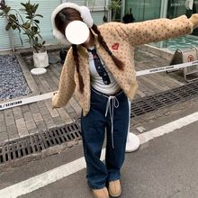 美式复古爱心羊羔毛保暖棉服外套2025冬短款显瘦加厚棉衣图片色