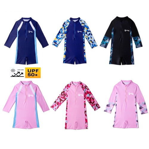 One-piece long-sleeved students, children's swimsuit, boys, middle and small children's shorts, swimsuit, swimsuit, surfing suit, baby boy