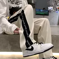 Oversize боковые полосатые осенние и зимние брюки с вертикальным чувством высокого уровня прямые брюки американские высокие уличные свободные широкие брюки