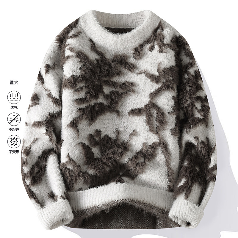 Dropshipping Imitation Mink Student Sweater Men's Thickeneded Half Turtleneck Sweater