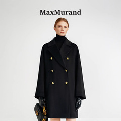 MaxMurand贅沢ブランドの古典的なイタリアの黒金コート/短いゆるい片面のカシミヤコートの女性