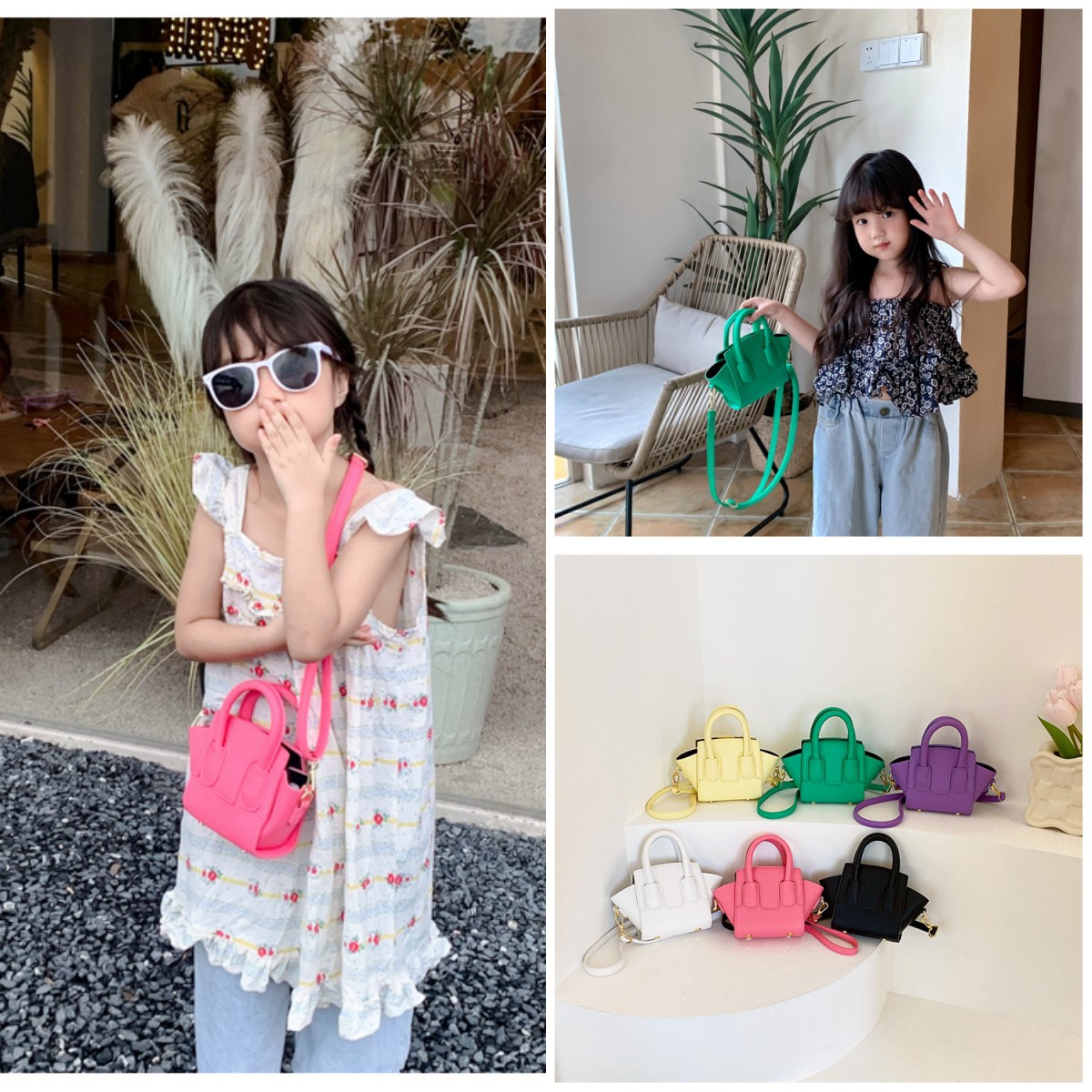 2023 New Children's Fashion Internet Celebrant Travel Solid Color Korean Handbag Casual Crossbody Bag Simple Trend