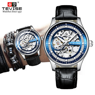Cross-Border New Watch Wholesale Source, Leather Strap Watch, Fashionable Men's Mechanical Watch, Tiktok Live Broadcast Famous Watch, Luminous