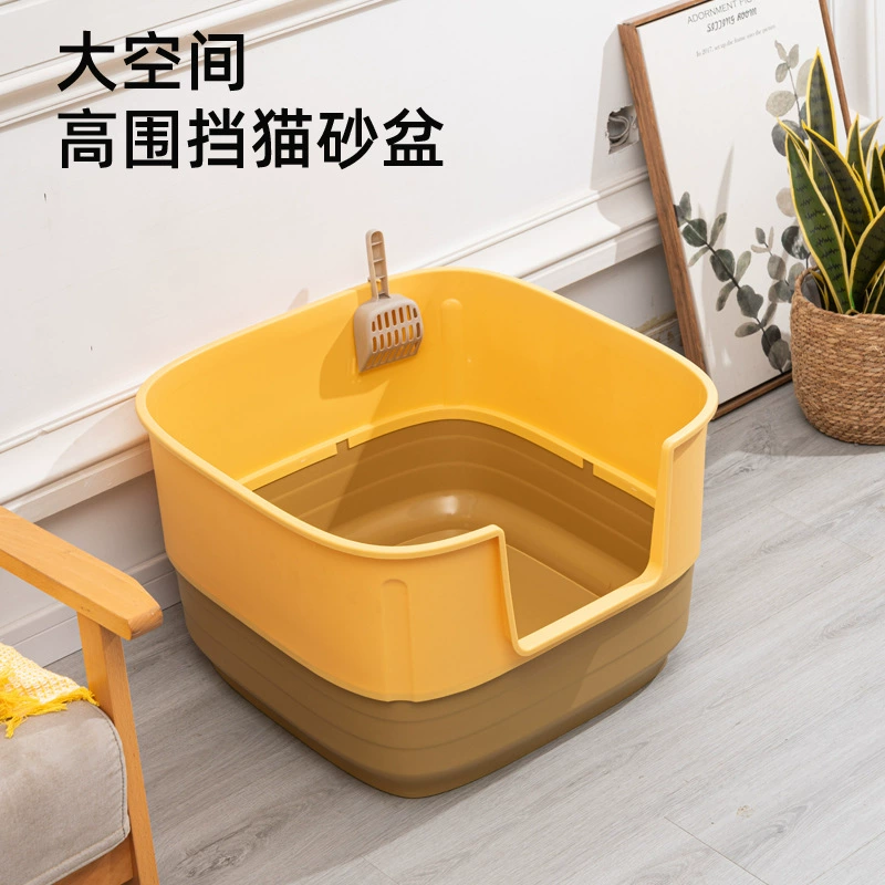 Кошачий туалет с открытым верхом, увеличенный размер для мейн-кунов и крупных кошек, предотвращает разбрызгивание, товары для животных