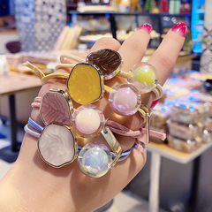 韓國東大門泫雅亮色女生發繩新款丸子頭高彈力幾何圓珠皮筋髮飾女