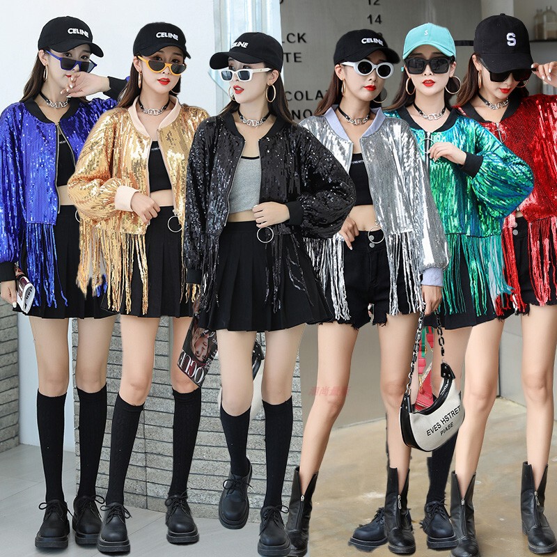 In-Stock Supply 2026 Loose-Fitting Shiny Top Trendy Brand Singer Street-Style Jacket Unique Nightclub Stage Performance Outfit