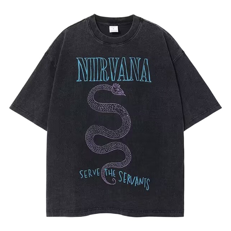 Nirvana banda de rock Nirvana Cobain cocoburn apenado lavado vintage batik camiseta suelta