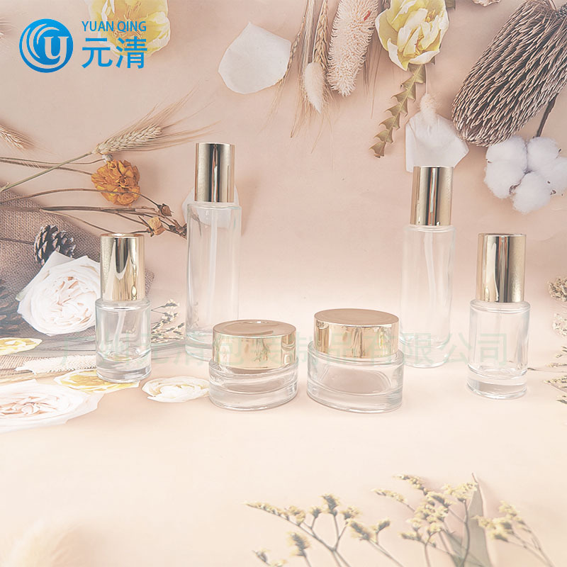 现货椭圆形玻璃按压瓶 乳液瓶 粉底液精华液瓶 化妆品套装瓶 批发