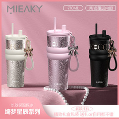 女生限定2025新款便携吸管保温杯高颜值水杯陶瓷车载内胆送礼品杯