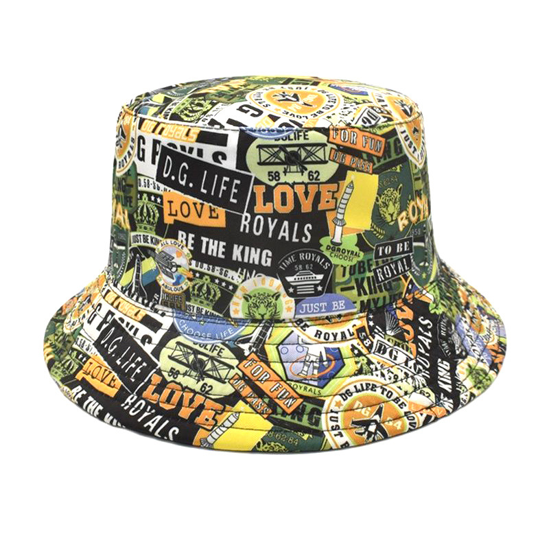 Women's Simple Style Color Block Printing Flat Eaves Bucket Hat display picture 2