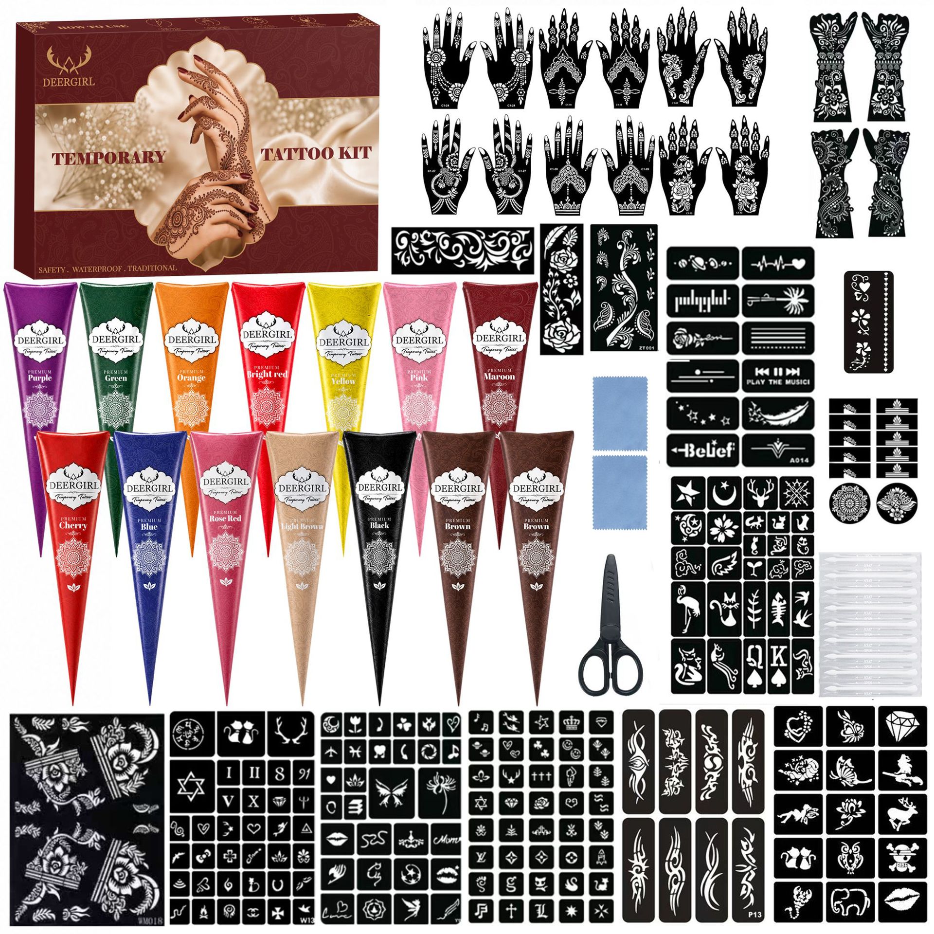 Tattoo Henna Hand-painted Paste Set Tattoo Paste Plant-based Temporary...