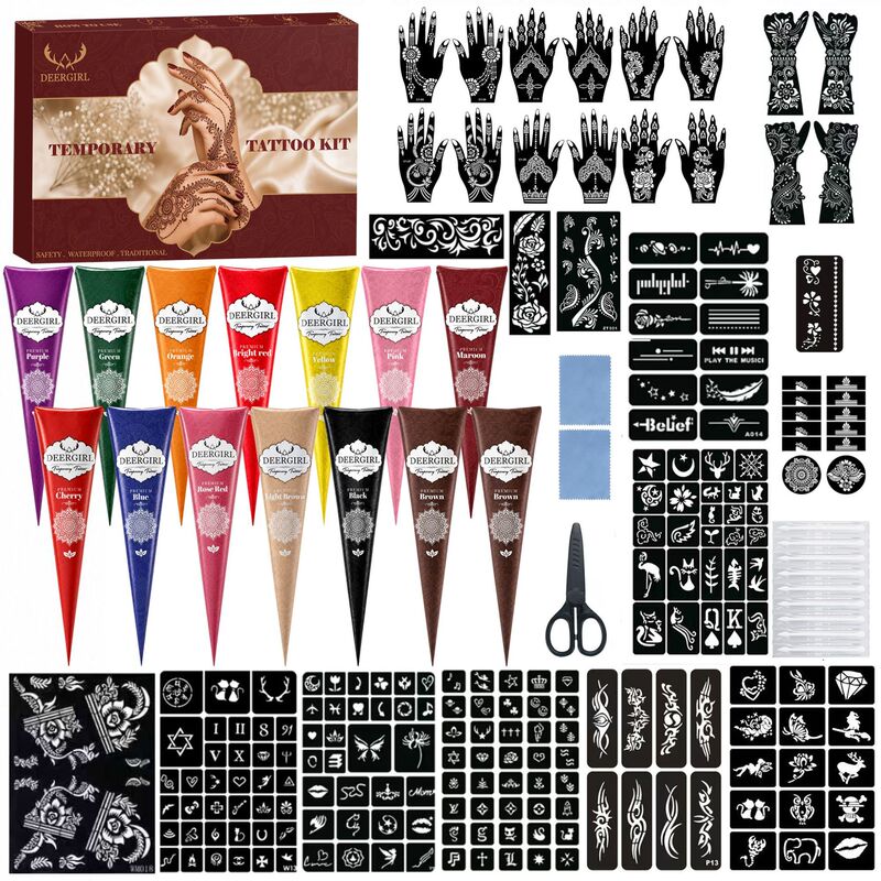 Tattoo Henna Hand-Painted Paste Set Tattoo Paste Plant-Based Temporary Long-Lasting Waterproof Body Painting Cross-Border Tattoo Henna Hand-Painted Paste Set Tattoo Paste Plant-Based Temporary Long-Lasting Waterproof Body Painting Cross-Border