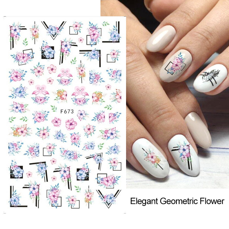 Cross-border source nail art stickers F series retro butterfly Mori rose flower color adhesive nail stickers nail