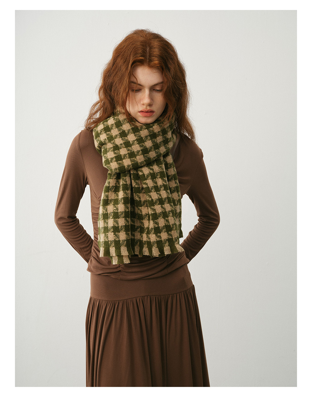 Design sense classic windmill thousand bird check imitation cashmere scarf women's winter warm atmosphere loose beard bib shawl_voghion.com