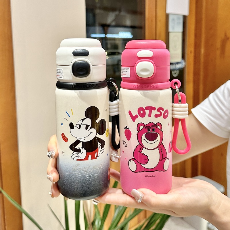 ストロベリーベア子供用魔法瓶カップ 316 ステンレス鋼学校特別なダブルドリンクカップかわいい学生ポータブルストローカップ|undefined